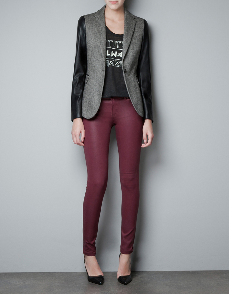 Veste manches cuir Zara